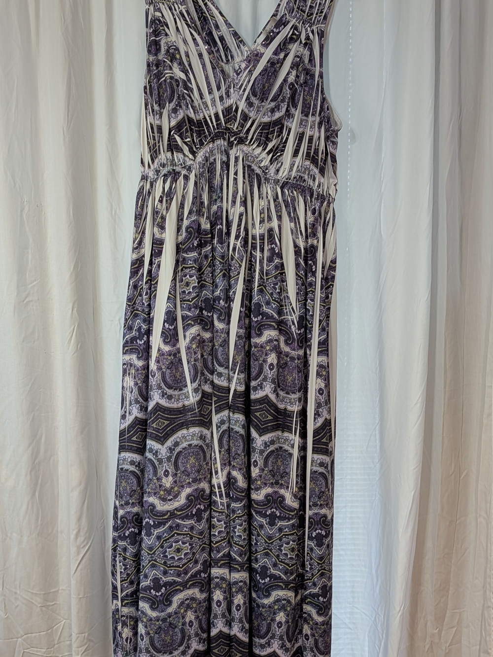 CJ Banks NWT Boho Style Paisley V Neck Maxi Dress  in Purple and White Size 1X